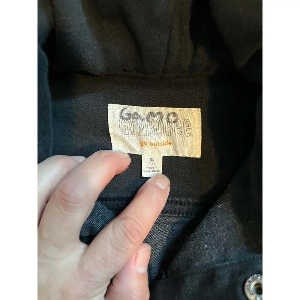 Gymboree kids jean jacket with hood black size large